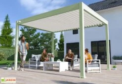 Pergola Bioclimatique Ombréa En Aluminium 3 X 4 M Autoportée - Vert Jade -Promos Grillet Jardin Boutique pergola bioclimatique 3x4 ombrea 15 728424