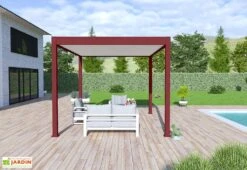 Pergola Bioclimatique Ombréa En Aluminium 3 X 4 M Autoportée - Rouge Basque 9 Pergola Bioclimatique Ombréa En Aluminium 3 X 4 M Autoportée - Rouge Basque -Promos Grillet Jardin Boutique pergola bioclimatique 3x4 rouge ombrea 15 728455