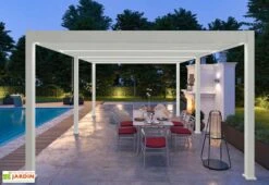Pergola Bioclimatique Ombréa En Aluminium 4 X 6 M Autoportée - Blanche -Promos Grillet Jardin Boutique pergola bioclimatique 4x6 blanche alu ombrea 15 728868