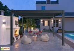 Pergola Bioclimatique Ombréa En Aluminium 4 X 6 M Autoportée - Anthracite -Promos Grillet Jardin Boutique pergola bioclimatique 4x6m grise ombrea 15 728783
