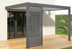 Pergola Bioclimatique Ombréa En Aluminium 3 X 4 M Adossée - Anthracite -Promos Grillet Jardin Boutique pergola bioclimatique adossee 3x4m 15 729186