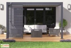 Pergola Bioclimatique Ombréa En Aluminium 3 X 4 M Adossée - Anthracite -Promos Grillet Jardin Boutique pergola bioclimatique adossee 3x4m gris aluminium 15 729186