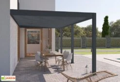 Pergola Bioclimatique Ombréa En Aluminium 3 X 6 M Adossée - Anthracite -Promos Grillet Jardin Boutique pergola bioclimatique adossee 3x6m alu anthracite ombrea 15 729216