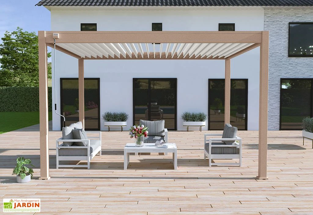 Pergola Bioclimatique Ombréa En Aluminium 3 X 4 M Autoportée - Beige Agathe 1 Pergola Bioclimatique Ombréa En Aluminium 3 X 4 M Autoportée - Beige Agathe