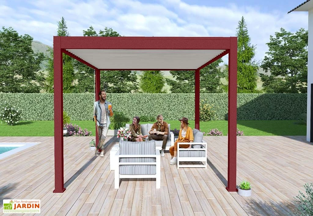 Pergola Bioclimatique Ombréa En Aluminium 3 X 4 M Autoportée - Rouge Basque 5 Pergola Bioclimatique Ombréa En Aluminium 3 X 4 M Autoportée - Rouge Basque – Image 5