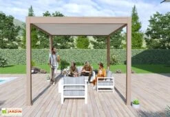 Pergola Bioclimatique Ombréa En Aluminium 3 X 4 M Autoportée - Beige Agathe 8 Pergola Bioclimatique Ombréa En Aluminium 3 X 4 M Autoportée - Beige Agathe -Promos Grillet Jardin Boutique pergola bioclimatique aluminium beige ombrea 15 728363