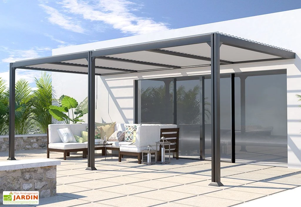 Pergola Bioclimatique Adossée En Aluminium 3 X 6 M - Seattle 1 Pergola Bioclimatique Adossée En Aluminium 3 X 6 M - Seattle