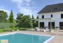 Pergola Bioclimatique Ombréa En Aluminium 3 X 4 M Autoportée - Vert Jade -Promos Grillet Jardin Boutique pergola bioclimatique aluminium vert 3x4 ombrea 15 728424