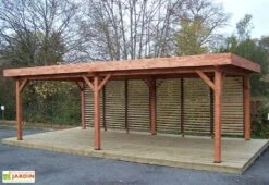 Tonnelle En Bois Avec Parois Lames Orientables – Ombra 7,5 X 4 M -Promos Grillet Jardin Boutique pergola bois autoportee ombra