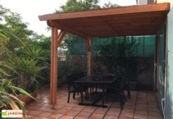 Pergola Adossée En Bois Douglas - L : 4,00 M – Occitanie 2 Poteaux -Promos Grillet Jardin Boutique pergola bois douglas toit plat adosse cpbf