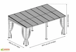 Tonnelle Adossée En Aluminium Et Polycarbonate St Barth 17,53 M² -Promos Grillet Jardin Boutique plan tonnelle murale metal polycarbonate stbarth 17m2