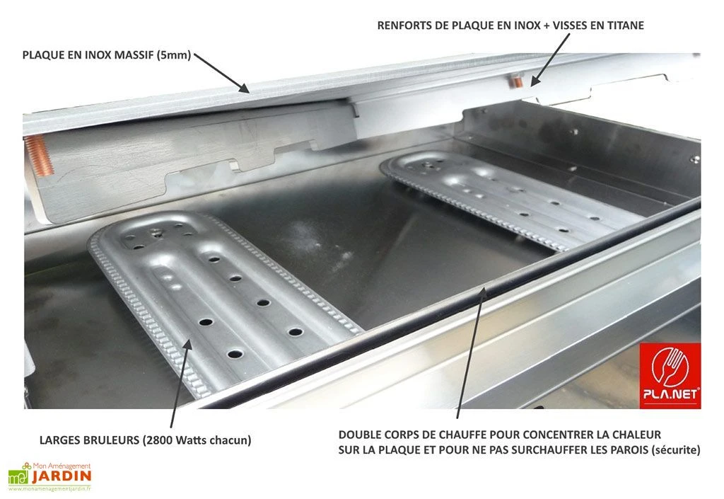 Plancha Gaz Inox CHEF 55 XL + Chariot Ouvert (Pack Complet) 4 Plancha Gaz Inox CHEF 55 XL + Chariot Ouvert (Pack Complet) – Image 4