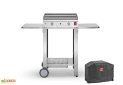 Plancha Gaz Inox CHEF 55 XL + Chariot Ouvert (Pack Complet)