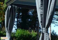 Rideaux En Polyester Gris Pour Pergola Bioclimatique Gaïa – Set De 4