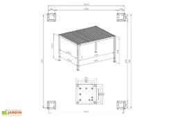 Pergola Bioclimatique En Aluminium Effet Bois Ombréa - 12 M² -Promos Grillet Jardin Boutique schema dimensions pergola bioclimatique ombrea