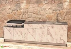 Cuisine Extérieure En Bois Et Aluminium 282 X 61 Cm Statuario