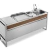 Table De Cuisson En Inox Avec Plancha à Gaz + Feu à Gaz + évier + Mitigeur Oasi 205C