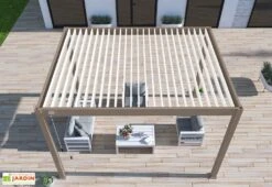 Pergola Bioclimatique Ombréa En Aluminium 3 X 4 M Autoportée - Taupe -Promos Grillet Jardin Boutique toiture ouverte pergola bioclimatique taupe 3x4 ombrea 15 728394