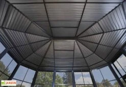 Pavillon De Jardin Fermé En Aluminium Et Acier Galvanisé Charleston 14,7 M² -Promos Grillet Jardin Boutique toiture pavillon jardin ferme metal charleston 14m2