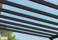 Pergola Adossée Aluminium Gris Et Polycarbonate - Stockholm 3,4 M + Stores 10 Pergola Adossée Aluminium Gris Et Polycarbonate - Stockholm 3,4 M + Stores -Promos Grillet Jardin Boutique toiture pergola alu polycarbonate stockholm palram