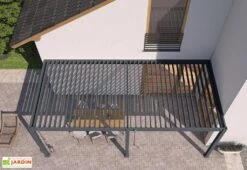 Pergola Bioclimatique Ombréa En Aluminium 3 X 6 M Adossée - Anthracite -Promos Grillet Jardin Boutique toiture pergola bioclimatique adossee 3x6m aluminium ombrea 15 729216