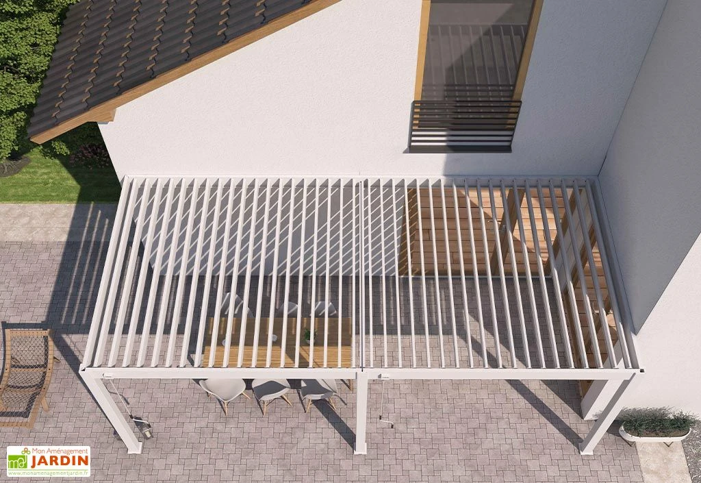 Pergola Bioclimatique Ombréa En Aluminium 3 X 6 M Adossée - Blanche 3 Pergola Bioclimatique Ombréa En Aluminium 3 X 6 M Adossée - Blanche – Image 3