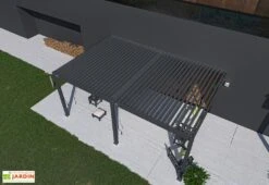 Pergola Bioclimatique Ombréa En Aluminium 4 X 6 M Adossée - Anthracite -Promos Grillet Jardin Boutique toiture pergola bioclimatique adossee 4x6 ombrea 15 729360