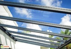 Pergola Aluminium Gris Et Polycarbonate - Stockholm | Palram – Canopia -Promos Grillet Jardin Boutique toiture polycarbonate pergola stockholm canopia palram