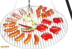 Ensemble Trépied + Grille De Cuisson En Inox Pour Braséro Nobel -Promos Grillet Jardin Boutique trepied grille cuisson inox brasero