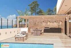 Cuisine Extérieure En Bois Et Aluminium 282 X 61 Cm Urban 8 Cuisine Extérieure En Bois Et Aluminium 282 X 61 Cm Urban -Promos Grillet Jardin Boutique vue globale