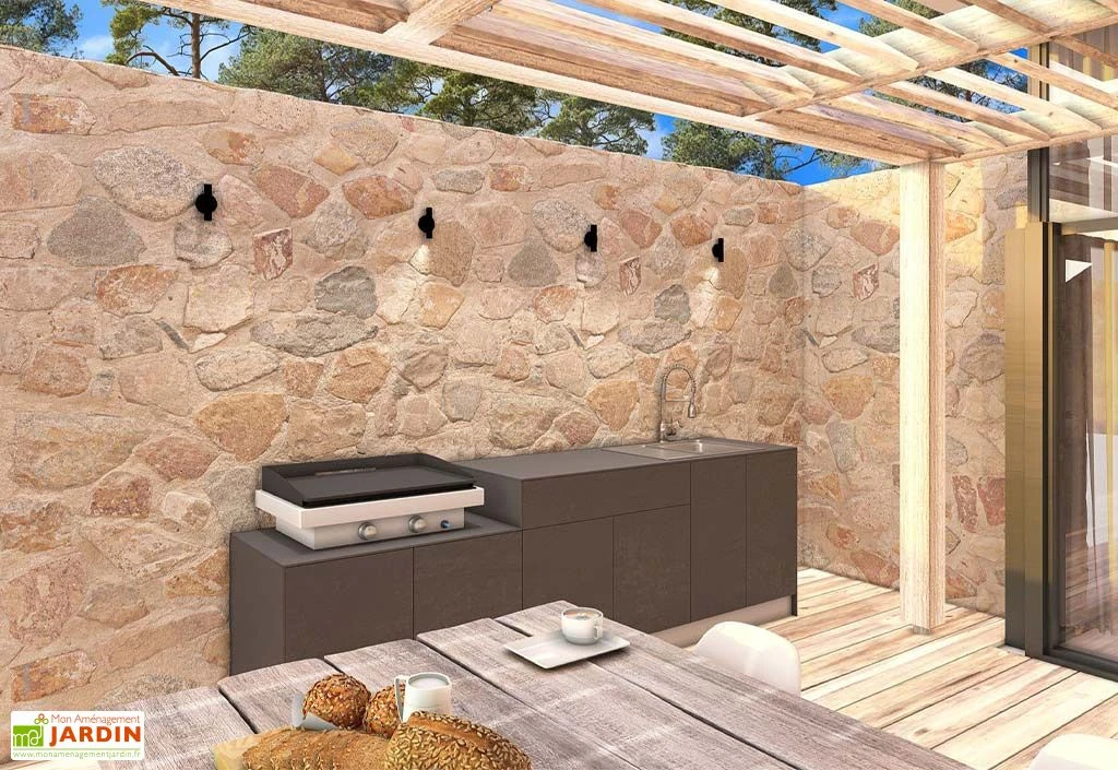 Cuisine Extérieure En Bois Et Aluminium 282 X 61 Cm Urban 2 Cuisine Extérieure En Bois Et Aluminium 282 X 61 Cm Urban – Image 2